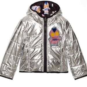 Fendi Silver Reversible into Black Fendirumi Puffer Coat